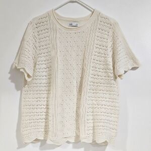 Women's Croft & Barrow Cream Knit Short Sleeve Sweater